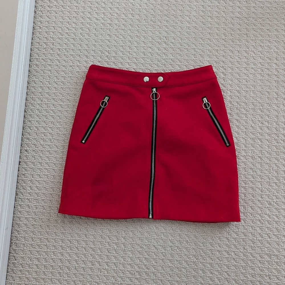 Forever21 Red Mini Skirt with Zipper Closure